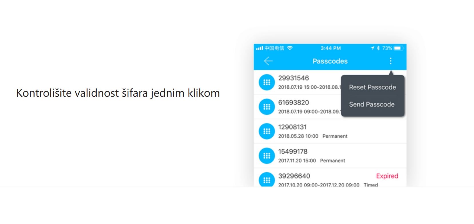 Sciener Aplikacija Dodavanje i brisanje sifre