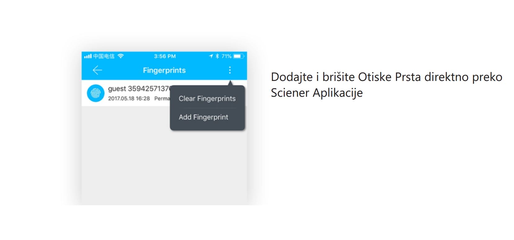 Sciener Aplikacija Dodavanje i Brisanje otiska
