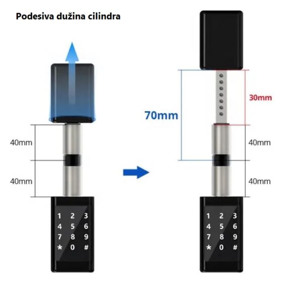 Sciener Pametni Cilindar sa karticom dužina cilindra